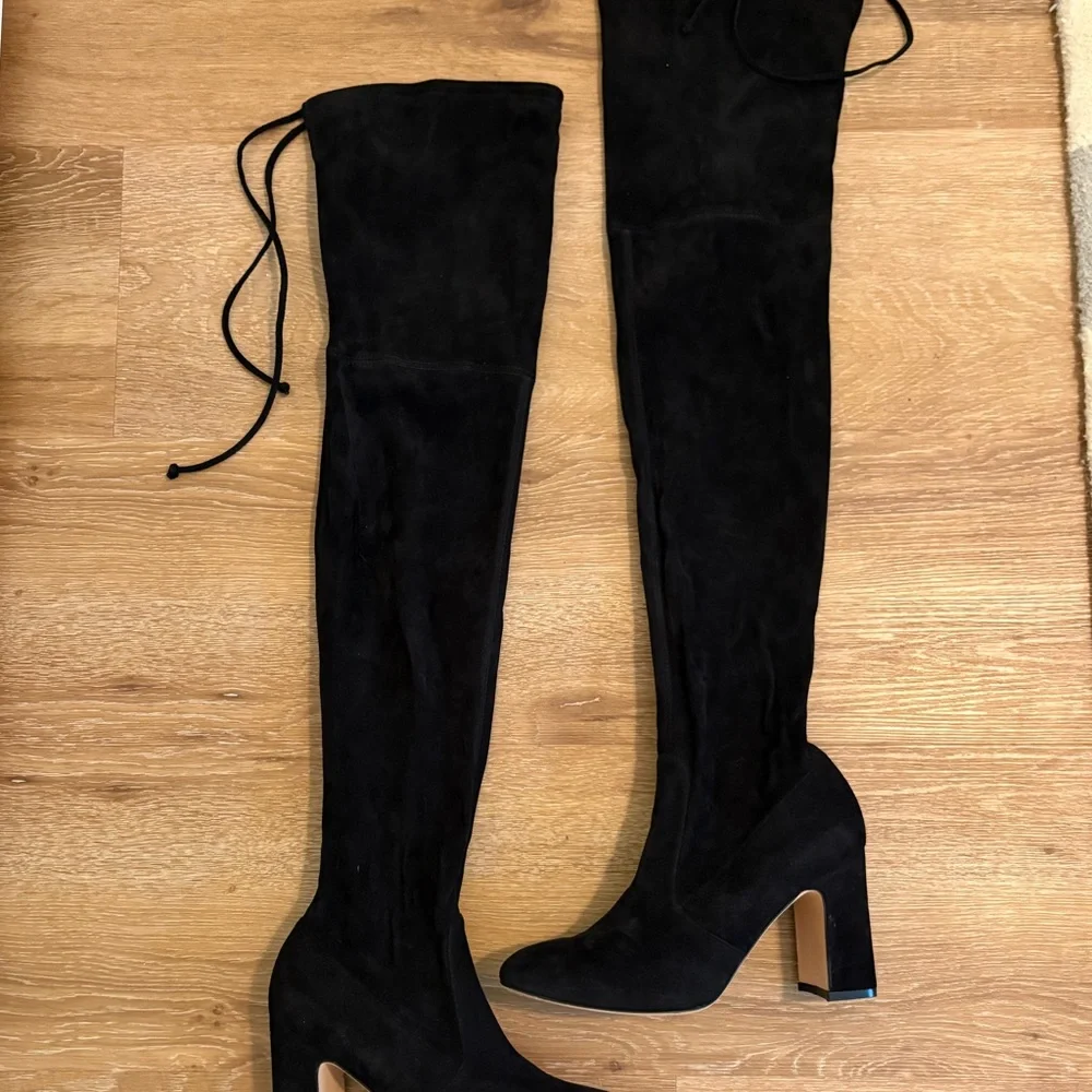 STUART WEITZMAN Highland black suede over-the-knee boots sz 10 - Picture 5 of 11